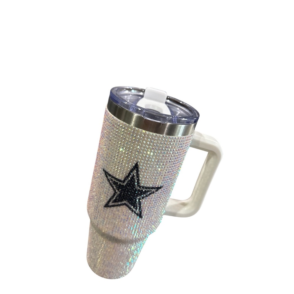 Dallas Cowboys Rhinestone Bling 40oz Tumbler Stainless Steel Insulated Mug - Picture 2 of 6